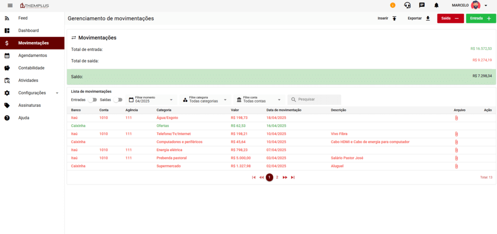 themplus software de gestão financeira para igrejas