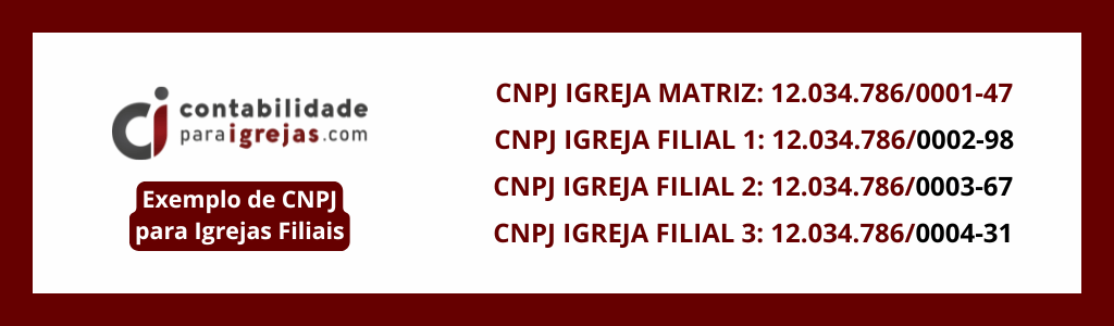 Igreja filial precisa de CNPJ - Exemplos